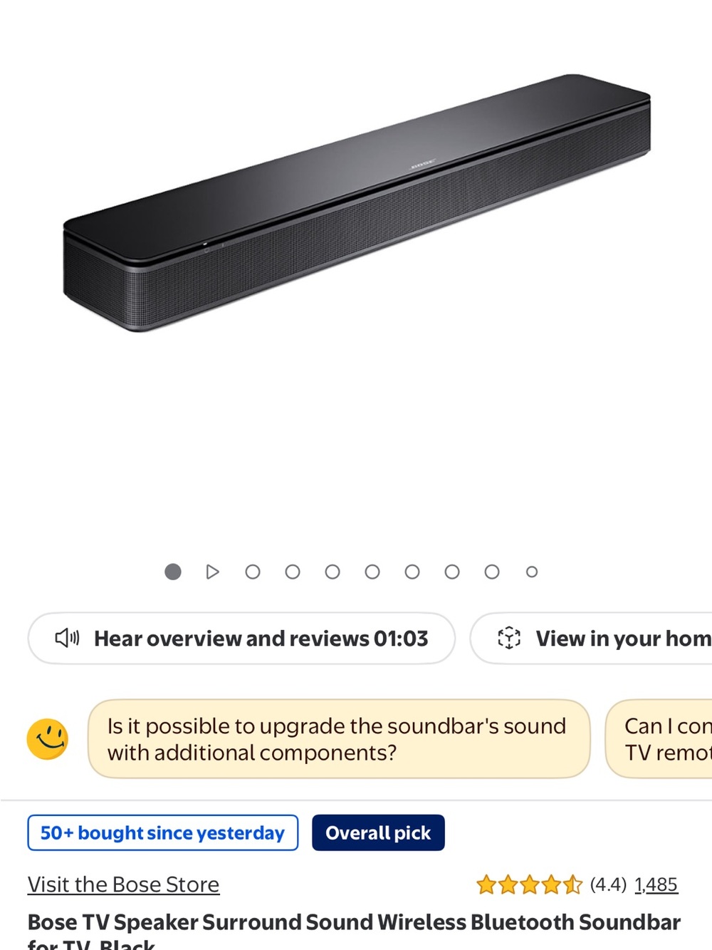 Bose Black TV Soundbar with Remote